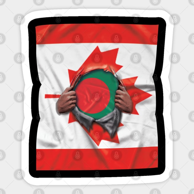 Bangladesh Flag Canadian Flag Ripped Open - Gift for Bengali From Bangladesh Sticker by Country Flags